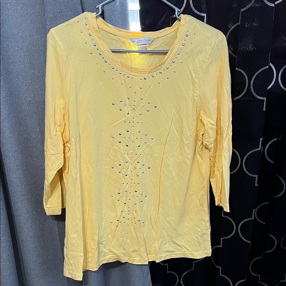 Catherine Malandrino Yellow Studded Long Sleeve Top